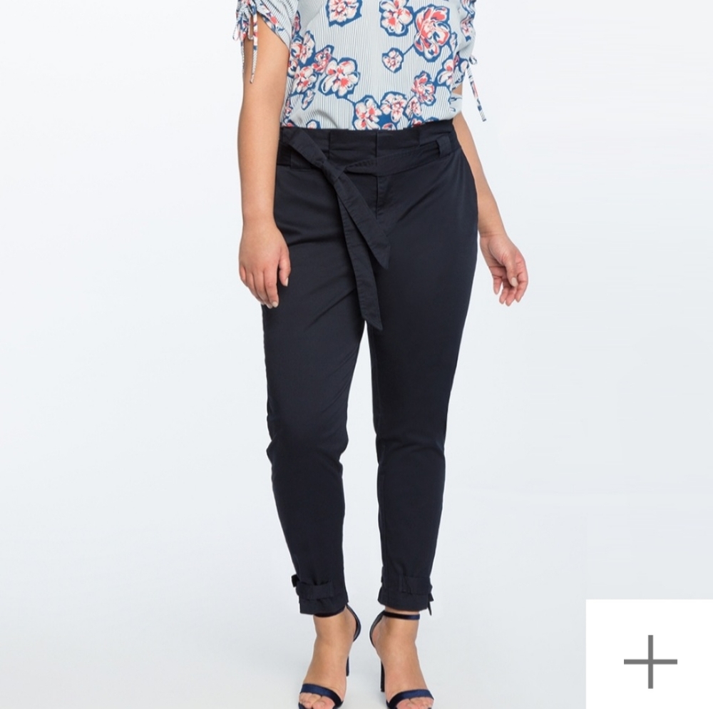 Eloquii Paperbag Pant with Ankle Ties, Size 16